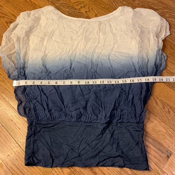 GIUSY Made in Italy Silk Ombre Blouse - Blue & White - Size S - Picture 7 of 8